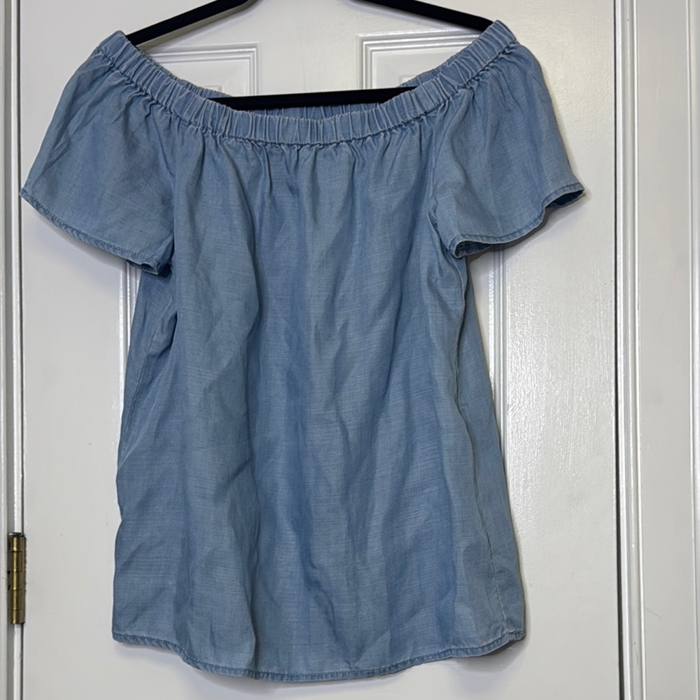 Two by Vince Camuto Blue Ruffled Flutter Sleeve Blouse